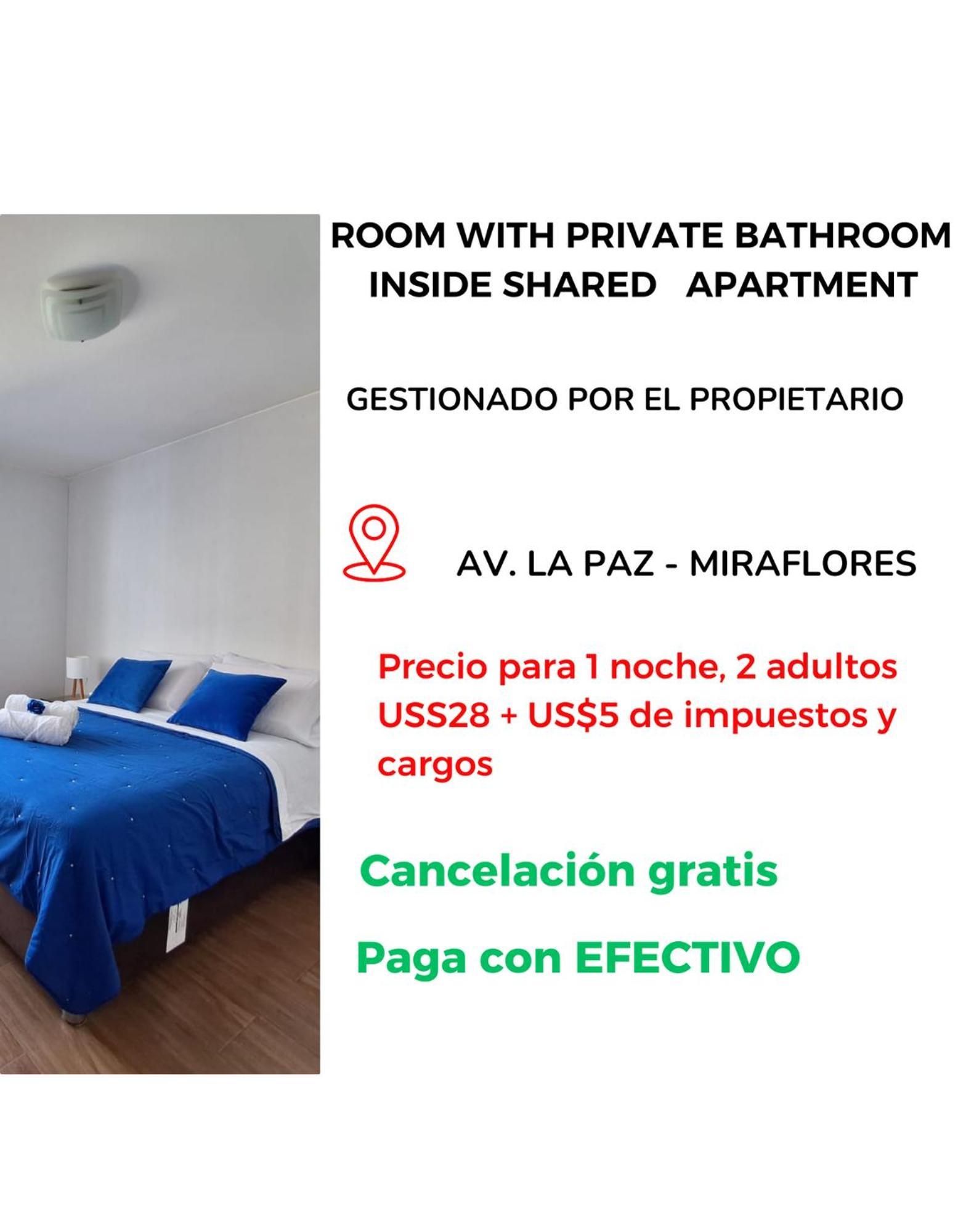 Habitacion Bano Propio La Paz 1 Lima Zewnętrze zdjęcie